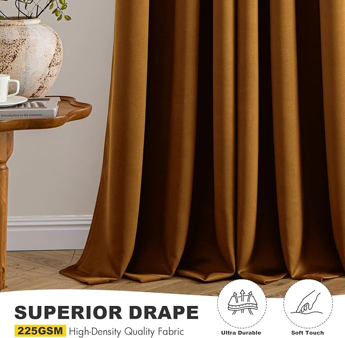 MIULEE Blackout Curtains for Bedroom Living Room 2 Panels, Thermal Insulated Room Darkening Drapes Grommet Noise Reducing Light Blocking Window Treatments 84 Inches Long 40x84 Inch Gold Brown