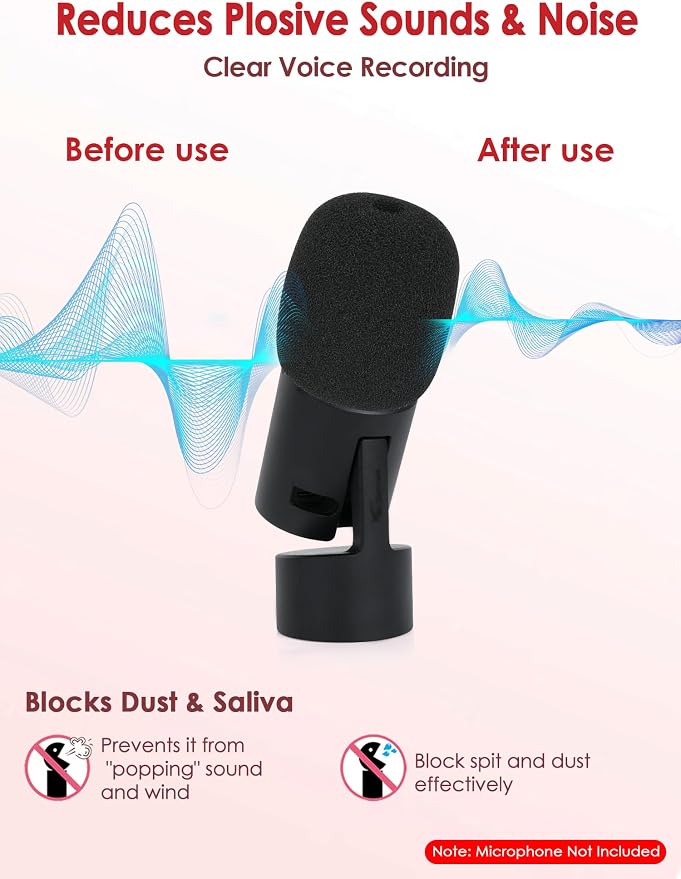 SoloCast 2 Pop Filter for HyperX SoloCast 2 and 1 - Foam Mic Covers Windscreen Suitable for SoloCast 2 Microphone and SoloCast Mic for Filter Ambient and Breathing Winds by YOUSHARES