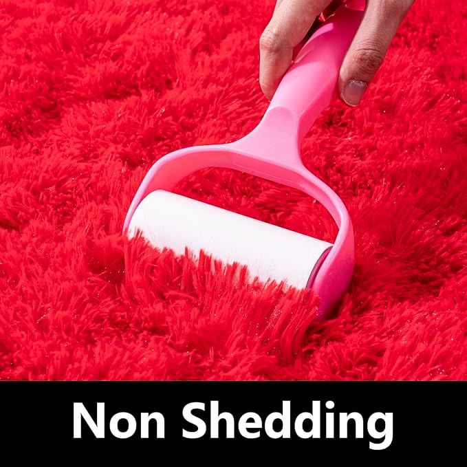 Awaytail Area Rug 6x9 for Living Room Anti Slip - Fluffy Rug for Bedroom Washable - 6 by 9 Carpet Fuzzy Rugs Indoor Red