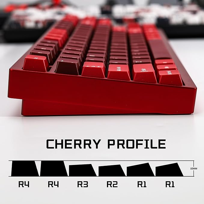 Jamon PBT Double Shot Keycap Set,174 Keys Red Custom Key Cap Keycaps 70 Percent Cherry Profile Keycaps for 61/64/68/84/87/100/104/108 Mechanical Keyboard