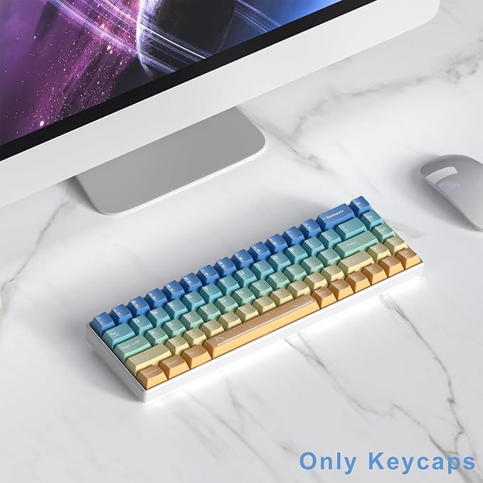 Fogruaden PBT Gradient Keycaps Dye-Sublimation Cute Keycaps, Cherry Profile, 138 Keys Custom Keycap Set for Mechanical Keyboard(SandyBeach)