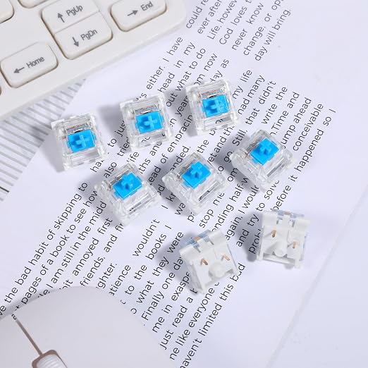 50 Pieces Blue Mechanical Keyboard Switches, 3 Pin Pre-Lubricated Clicky Key Switches, Dustproof and Waterproof Keyboard Accessories for Mechanical Gaming Keyboards