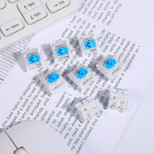 12 Pieces Blue Mechanical Keyboard Switches, 3 Pin Pre-Lubricated Clicky Key Switches, Dustproof and Waterproof Keyboard Accessories for Mechanical Gaming Keyboard