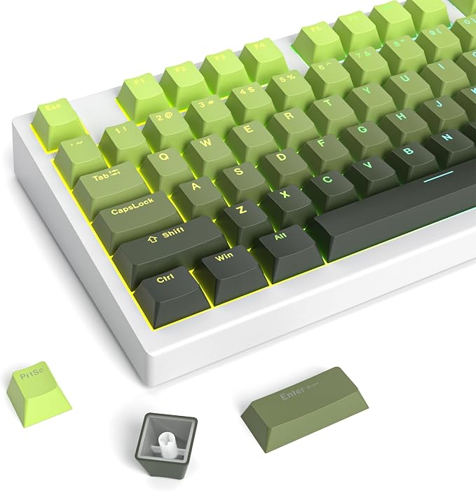 Guffercty kred 135 Key Gradient Keyboard Keycap Set Backlit, OEM Profile-PBT Material-Translucent Characters Compatible with MX Switches(DarkGreen)
