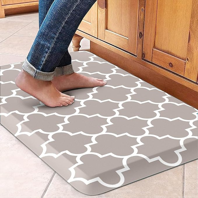 WISELIFE Kitchen Runner Rugs Anti-Fatigue mats - 4/5 Inch Non Slip Waterproof Ergonomic Comfort Mat for Kitchen, Floor Home, Office, Sink, Laundry (17.3"x 28",Khaki)