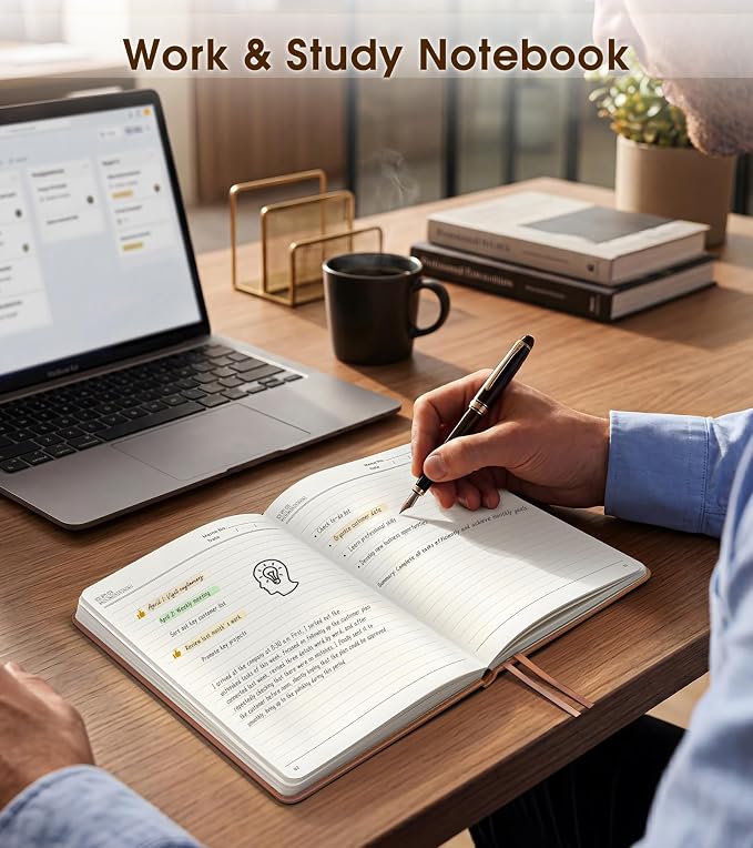 Lined Journal Notebook, A5 Hardcover Leather Journals for Writing, 160 Numbered Pages, 5.7'' x 8.3'' Journaling Notebooks for Men Women, Thick Paper College Ruled Journal for Work Office School, Pink