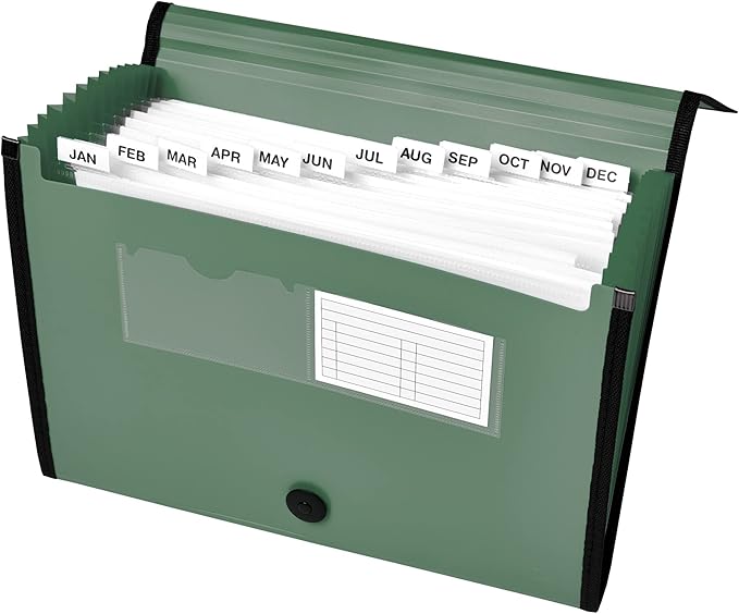 Avery Expanding File Folder Organizer, 13-Pocket Accordion File Organizer, Sage, Holds 425 Letter/A4-Size Sheets (73555)