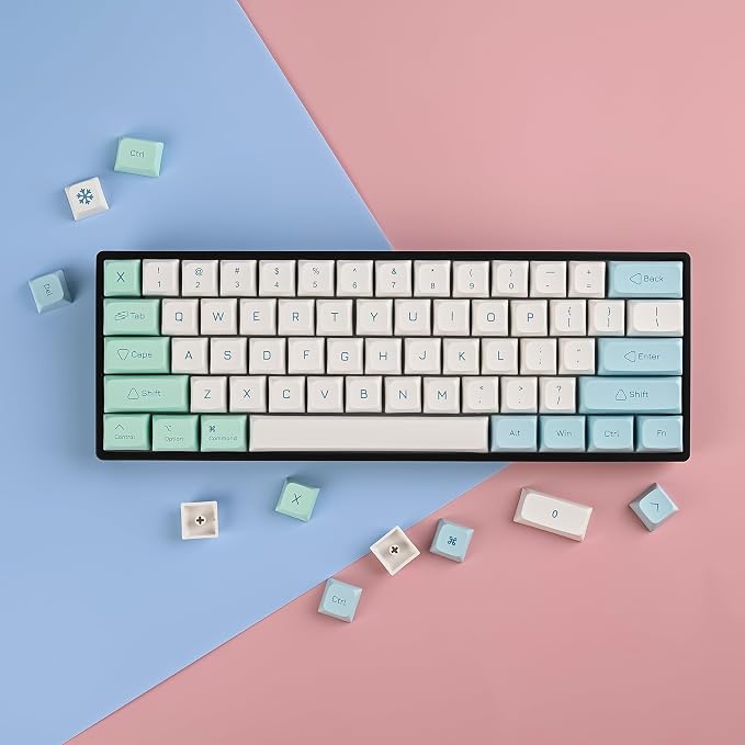 Guffercty kred 137 Keys XDA Profile keycaps 75 Percent Cute Ice Mint PBT Keyboard Caps for Mechanical Keyboard (Ice Mint)