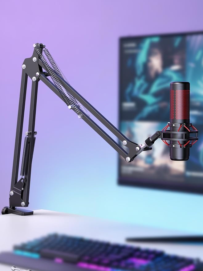 InnoGear Boom Arm Microphone Mic Stand for Blue Yeti HyperX QuadCast SoloCast Snowball Fifine Shure SM7B and Other Mic, Black