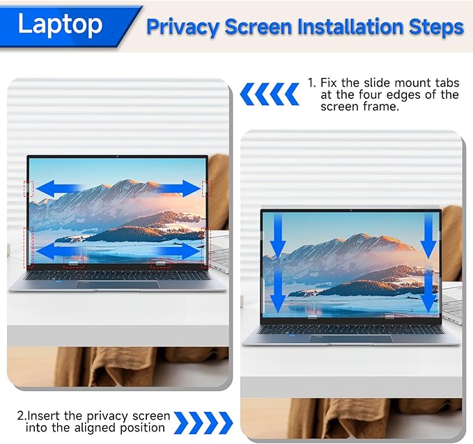 ZOEGAA 4-way 360°Laptop Privacy Screen For 15.6 Inch 16:9 Computer, Removable Privacy Screen For Laptop Monitor, Anti Glare And Blue Light, Compatible With HP Dell Lenovo Asus Samsung Acer Thinkpad