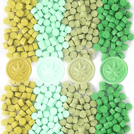 400Pcs Pale Green Wax Seal Beads, Sage Green Sealing WaxBeads Set for WaxSeal Stamp, 4 Colors Wax Seal Kit Decor for Envelope Letter Wedding Invitation(BrightGreen Mix)