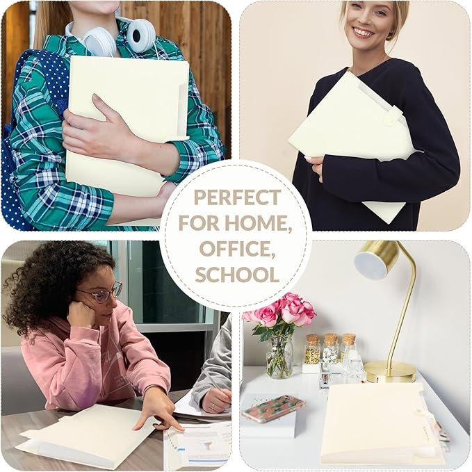 SKYDUE Accordion File Organizer, Expanding File Folder with 8 Pockets, Portable Document Paper Organizer, Letter/A4 Size Filing Folder，School Office Supplies Hospital Bag Essentials Cream