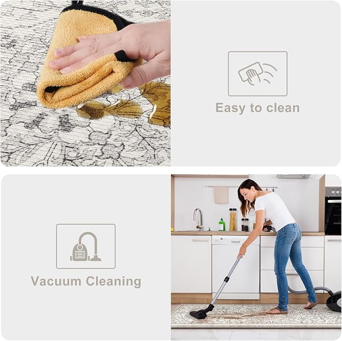 KIMODE Anti Fatigue Kitchen Mats,Light Grey Distressed Kitchen Runner Rugs | Padded Kitchen Mat for Floor, Comfort Standing Desk Mat, Cushioned Kitchen Mats for Floorfor Laundry Office Sink 24"x59"