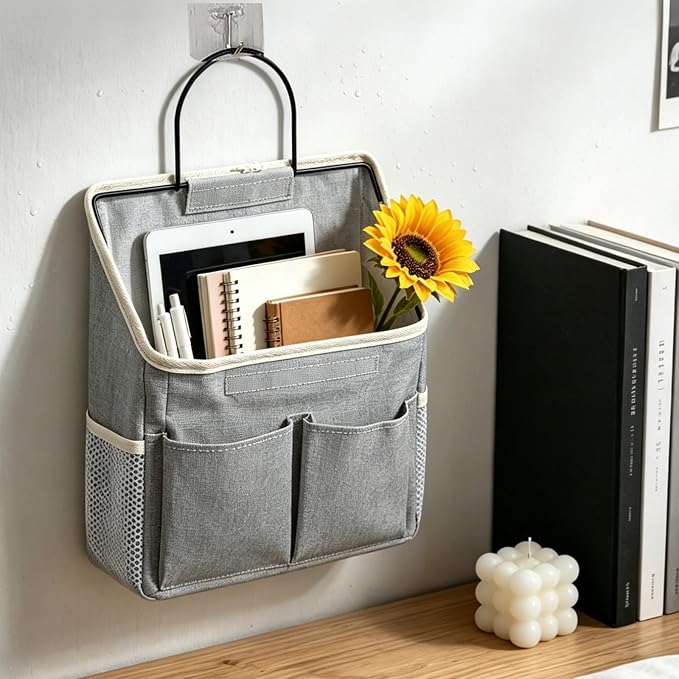 1 Large+1 Small No Drill Bedside Hanging Caddy, Multi-Size Multi-Scene Storage Organizer, House Gift
