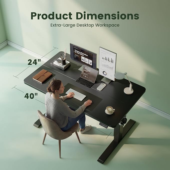 CubiCubi Standing Desk, 40 x 24 Inches Electric Height Adjustable Computer Desk, Sit Stand up Home Office Desk with Memory Presets, Black
