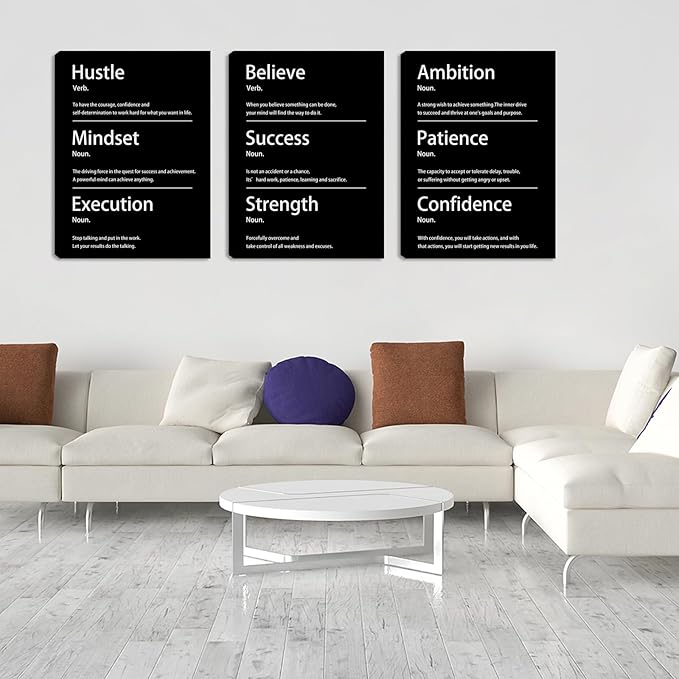Halioyo Motivational Wall Decor, 12 x 16 Inch Inspirational Canvas Wall Art, Positive Quotes Office Painting Posters for Office Dorm Living Room Bedroom Home - 3pcs