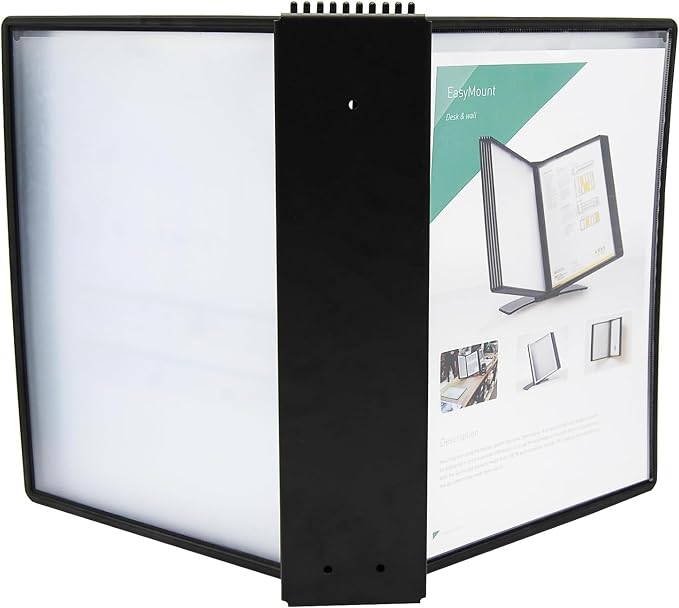 Tarifold Wall Mount Reference System for Letter Size Documents, 10 Double-Sided Pockets, 20 Sheet Capacity, Expandable, Easy Load Design, Durable Polypropylene, Made in Denmark, Black