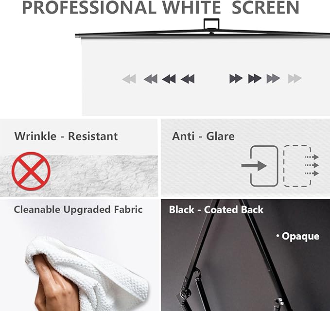 【Easy Set Up】 RAUBAY 59.8 x 82.7in Collapsible White Backdrop Screen Portable Retractable Panel Photo Background with Stand for Video Conference, Photographic Studio, Streaming