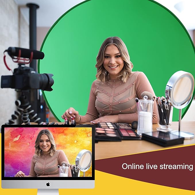 Portable Green Screen Backdrop (56''), Collapsible Webcam Background for Chair, Chroma Key for Home Office Video Conferencing