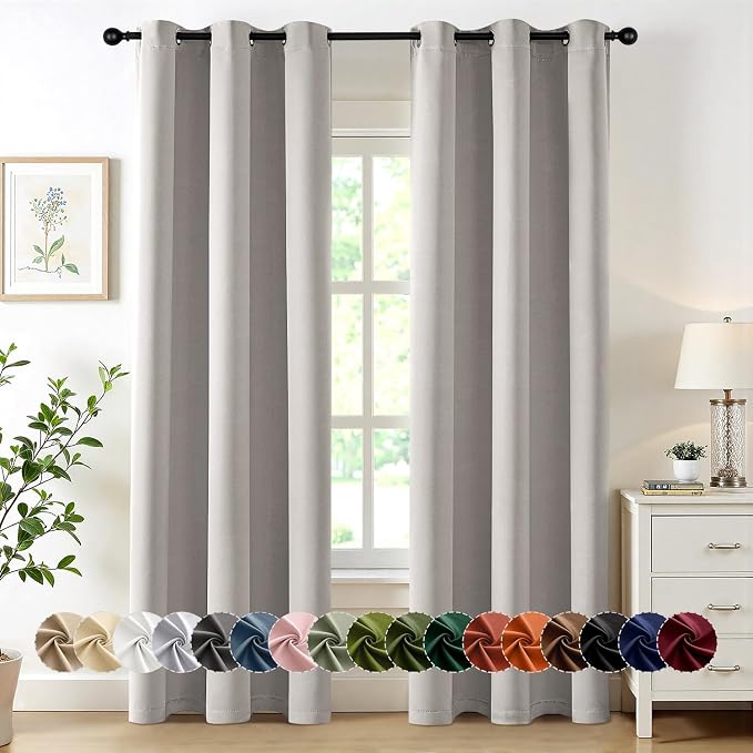 MIULEE Blackout Curtains for Bedroom Living Room 2 Panels, Thermal Insulated Room Darkening Drapes Grommet Noise Reducing Light Blocking Window Treatments 84 Inches Long 40x84 Inch Cobblestone