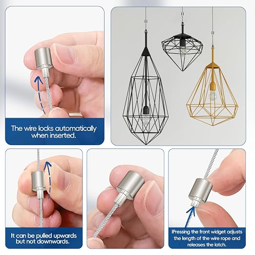 1/16 Inch Cable Clamps, 1/16" M3 304 Stainless Steel Wire Rope Cable Clip Clamp, Reusable One Way Wire Rope Clips for 1.5mm-2.0mm Cable for Holiday Decorations for Outdoors/Indoors- 8 PCS
