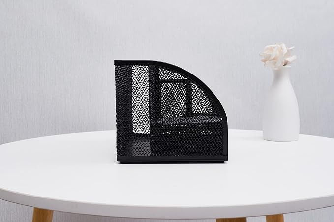 Annova Mesh Desk Organizer Office with 7 Compartments + Drawer/Desk Tidy Candy/Pen Holder/Multifunctional Organizer (Black)