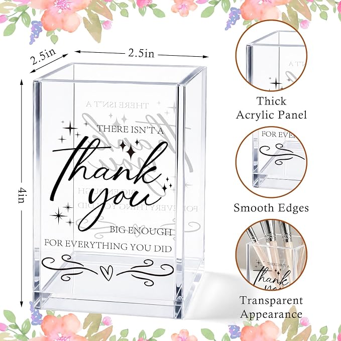 Appreciation Gifts for Coworker, Acrylic Pen Holder Cup, Thank You Gift for Women Men, Colleague Boss Gift, Office Desk Decoration