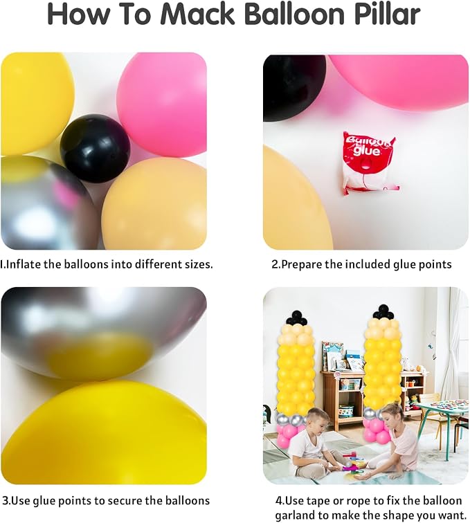 150 PCS Back to School Balloons Yellow Black Pink Apricot Silver Latex Balloons DIY Pencil Balloon Kit for First Day of School Kindergarten Preschool Graduation Party Decor Supplies