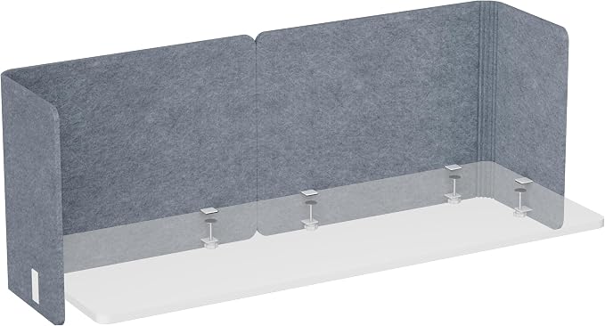Desk Privacy Panel, 2-Pack L-Shaped Desk Divider, Acoustic Office Partition | Clamp-on 55.2" × 18.7" Grey Felt Panels, Tackable Surface for Notes, Create Private Workspace Reduces Noise, for Home Office
