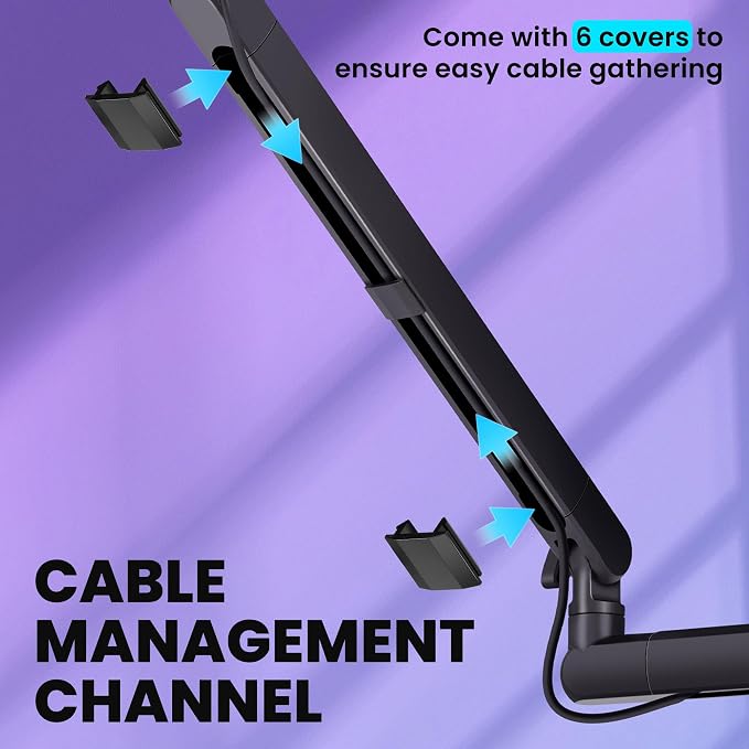 CAHAYA Mic Stand Boom Arm - Low Profile Adjustable Microphone Arm Stand with 3.5" Extension Pole Desk Clamp Screw Adapter for Streaming Gaming Black