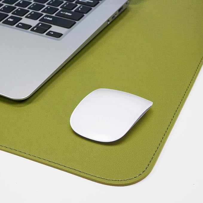 AFIING Cork Desk Mat 47" x 23.6", Dual-Sided Natural Cork & PU Leather Desk Pad, Non-Slip Waterproof Large Mouse Pad for Office, Home & Gaming (Olive Green)