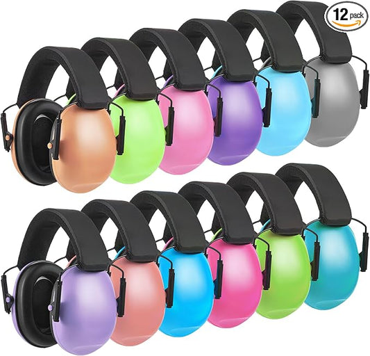 Amylove 12 Pcs Kids Ear Protection Noise Cancelling Headphones Ear Muffs Bulk 27db Adult Noise Reduction Hearing Earmuff(Universal Fit (kids & Adults),Macaron Style)