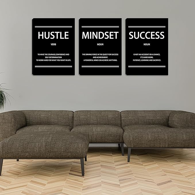 Halioyo Inspirational Wall Decor, 12 x 16 Inch Motivational Canvas Wall Art for Living Room, Positive Painting Poster for Bedroom Classroom Meeting Room Office, Ready to Hang - 3pieces