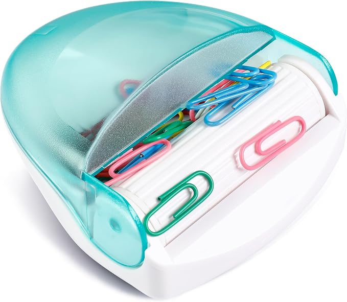 Paper Clip Holder ,Magnetic Paper Clip Holder for Desk, Paperclip Holder with Gold Paper Clips 100pcs 28mm(1.1") , Cute Office Supplies for Desk Organizer(Green, Paperclips Holder)