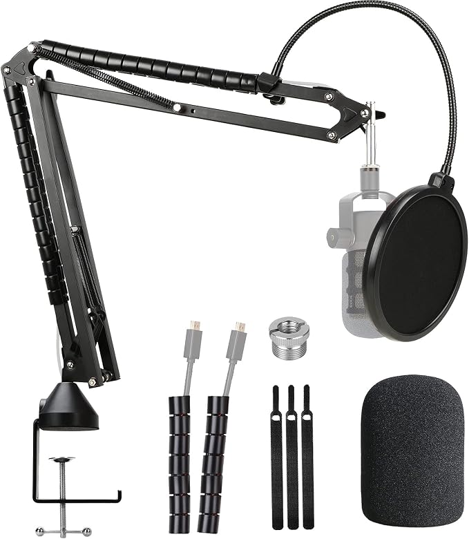 Rode Podmic Stand with Microphone Windscreen and Dual Layered Mic Pop Filter for Rode PodMic Podcasting Microphone by YOUSHARES