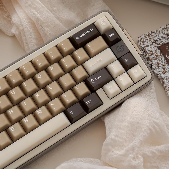 Retro PBT Keycaps Set 164Keys Cherry Profile Brown Keycaps 60% 65% 75% 100% Dye Sublimation Costom Key caps for Cherry Gateron MX Switches Mechanical Keyboards