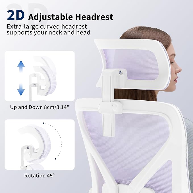 400 Lbs Mesh Ergonomic Office Chair, High Back with Lumbar & Headrest for Home Office