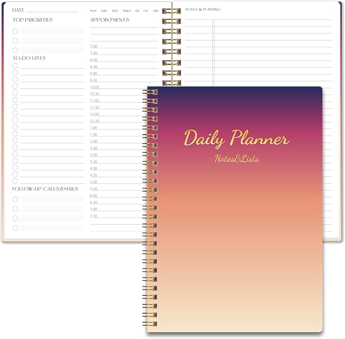Cute Daily Planner Undated & To Do List Notebook for Work: With Hourly Schedule, 80 days Day on a Page Planner for Life Tasks - Day & Hour Agenda, Organizer Journal For Women or Men Orange