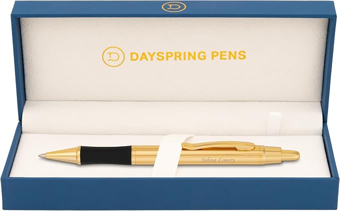 Dayspring Pens Monroe Gold Ballpoint Pen, 18K Gold-Plated Finish, Custom Engraved — Graduation, Promotion, New Job, or Office Gift