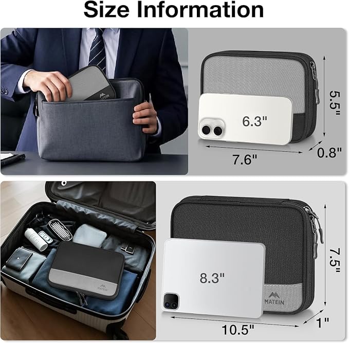 MATEIN Cord Organizer Travel Case, Cable Storage Bag, 2 Pack | Water Resistant, Tech Organizer Pouch, For Small Electronic Accessories, Portable Electronics Case, For Changer, Earphone