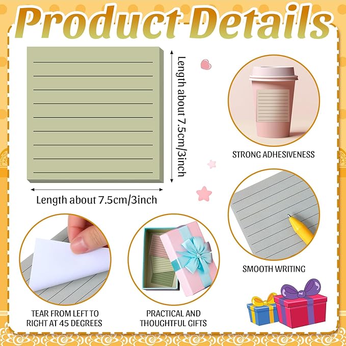 Yinder 24 Pcs Inspirational Sticky Notes Thank You Gift Motivational Sticky Note Pad Employee Appreciation Gift Bulk for Staff Coworker Teacher Nurse Office Groups 3 x 3'' (No Words,Morandi)