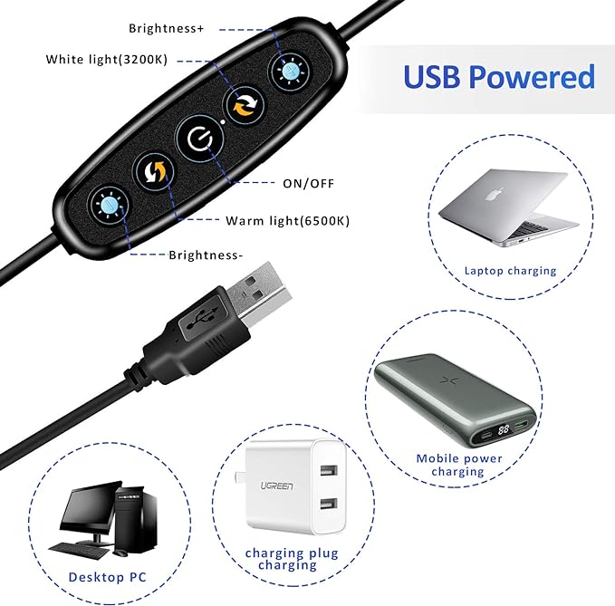 Video Conference Lighting Kit, Ring Light for Monitor Clip On,for Remote Working, Distance Learning,Zoom Call, Self Broadcasting and Live Streaming, Computer Laptop Video Conferencing