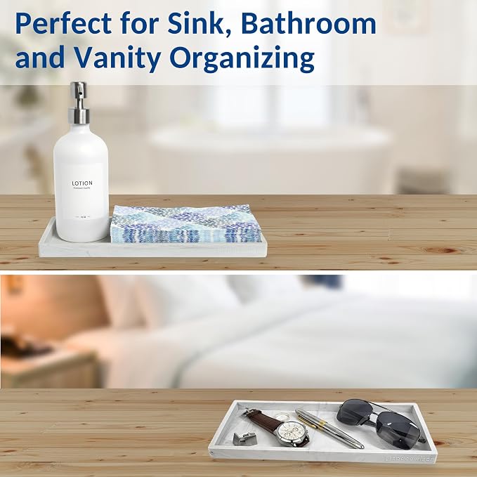 Silicone Countertop & Vanity Tray – 11.7” Bathroom Counter Tray | Bathroom Tray, Bathroom Tray Countertop, Tray for Bathroom Counter, Silicone Kitchen Tray for Counter & Countertop Organizer