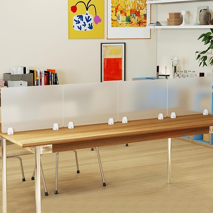 tonchean 4-Piece Desk Dividers Office Privacy Partitions, Privacy Desk Panel Protective,Table Divider with Clamps for Offices, Schools,Call Centers Workstation- 23.6“L x 15.8”W