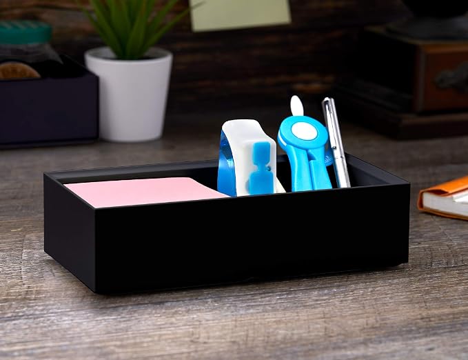 Bostitch Office Konnect Desk Organizer Accessory Tray, Wide, Stacks for Desktop Storage, Black
