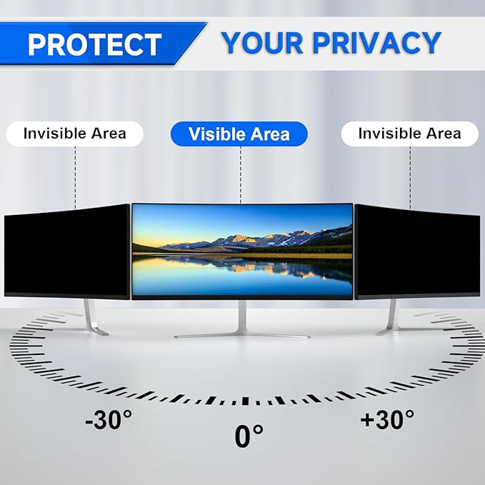 [2-Pack] Privacy Screen For Computer Monitor, 29-Inch 21:9 Aspect Ratio; Anti Spy/Bule Light/Glare And Eye Protection, 2 Install Ways Removable For Office, Airport, Cafe And Other Public Area; Diagonal 29 Inches, Width 26.66 Inches, Height 11.42 Inches