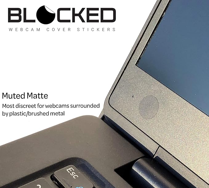 BLOCKED Original Vinyl Webcam Cover Stickers | Restickable & Stackable Privacy Covers | for All Camera-endable Devices | 5-Sizes | 95 Black (Muted Matte)