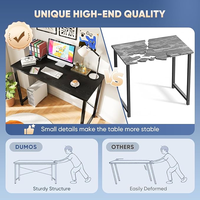 DUMOS 40 Inch Office Small Computer Desk Modern Simple Style Writing Study Work Table for Home Bedroom - Wood Black