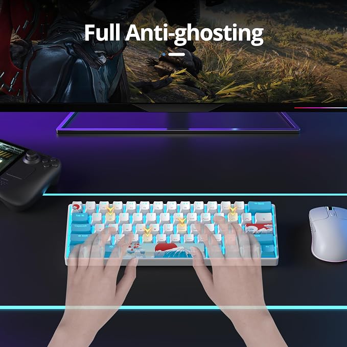 60 Percent Gaming Keyboard 61 Keys Wired Mechanical Keyboard Ultra Compact Key Board Red Switch LED Backlit for Windows Laptop Gamer