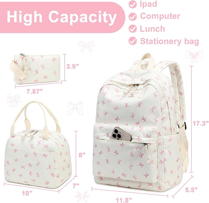 LEDAOU Backpack for Girls School Bag Kids Bookbag Teen Backpack Set Daypack with Lunch Bag and Pencil Case | Kids